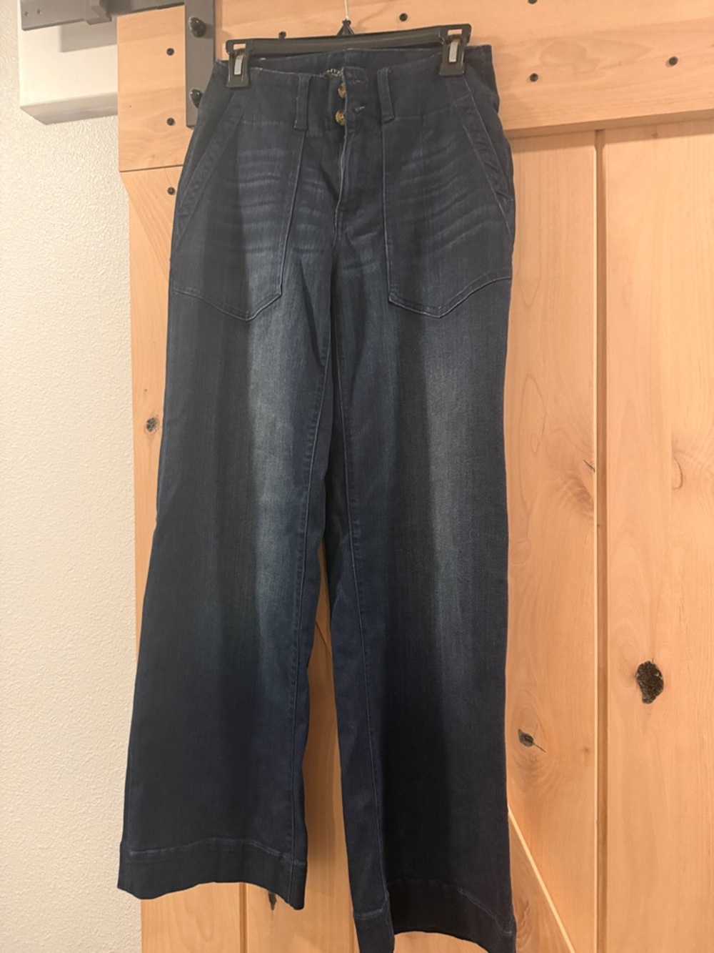 Liverpool Dark Navy Wide-Leg Jeans with Front Patch Pockets
